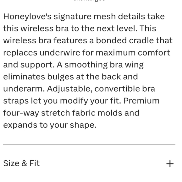 NWT Honeylove Black Wireless Crossover Bra W Mesh Detail Adjustables Straps 32B - Picture 4 of 9